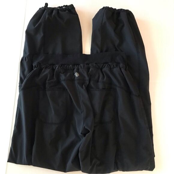 Athleta Lined Double Time Allegro Pants Joggers Cinch Hems Black 2 - Picture 4 of 5